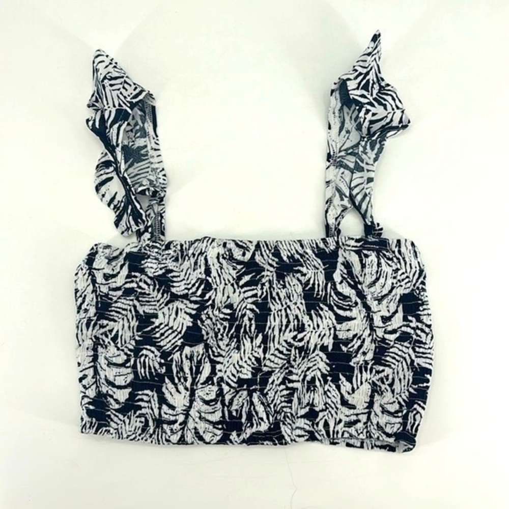 UEC BeBe navy & white smocked crop top ruffled straps size XS